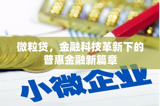 汉川微粒贷，金融科技革新下的普惠金融新篇章