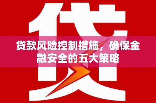 汉川贷款风险控制措施，确保金融安全的五大策略