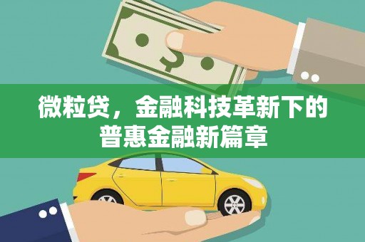 汉川微粒贷，金融科技革新下的普惠金融新篇章