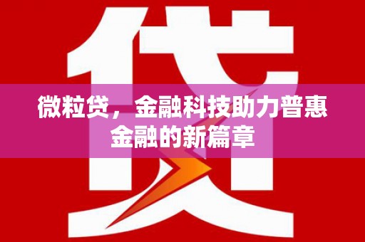 汉川微粒贷，金融科技助力普惠金融的新篇章